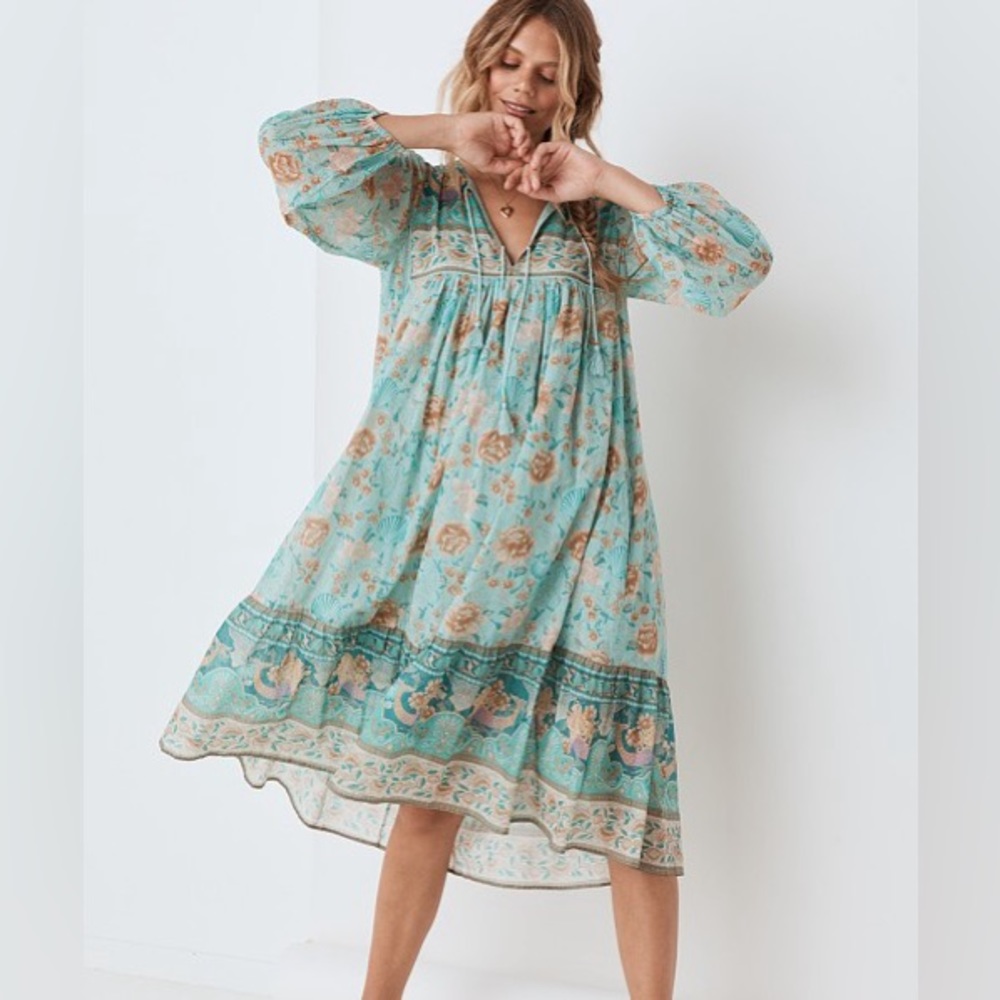 Spell & The Gypsy Seashell Boho Dress Seafoam XXS oversized *also have bra in M
